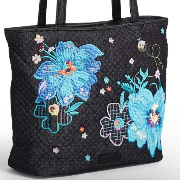 Vera Bradley 'Denim Navy Midnight Garden' Turquoise Floral Embroidered & Quilted - Picture 13 of 16